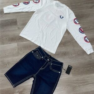 True Religion set, shirt size medium Shorts size 30 brand new never worn